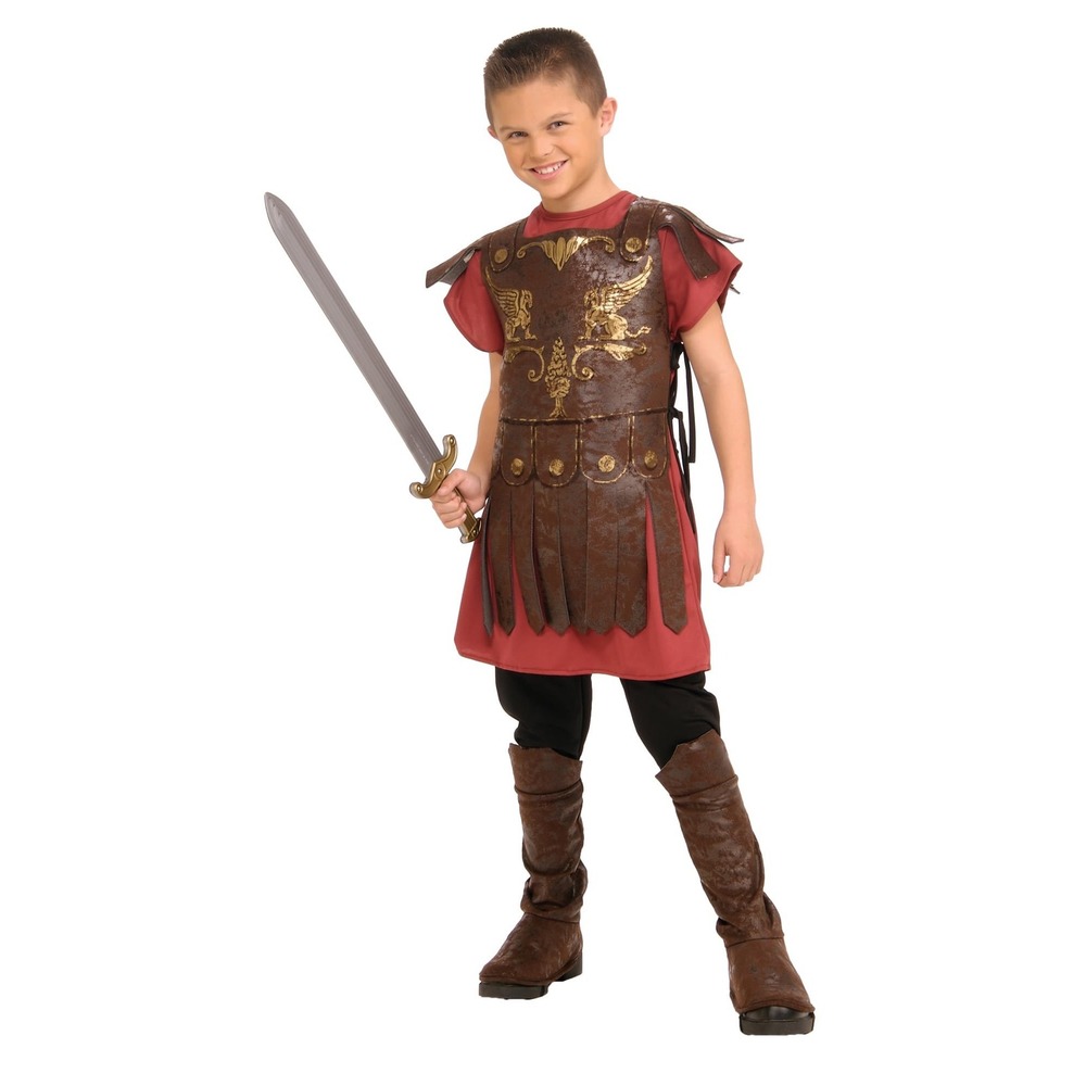 Rubie's Gladiator Warrior Halloween Kids Costume Burgundy Brown Gold Boys Size L
